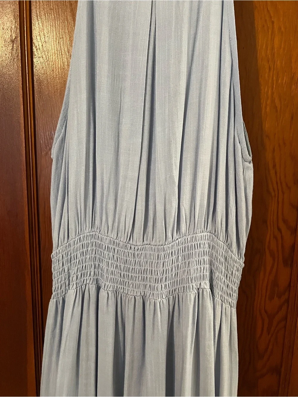 Staccato Blue Halter Midi Dress Size Medium Smocked Waist Flowy Dress